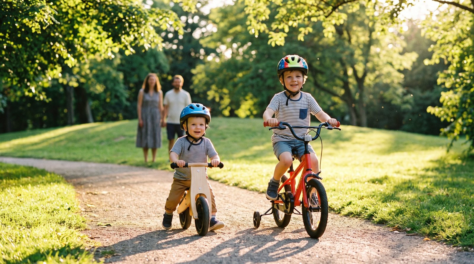 best kids bikes by age — children riding bikes outdoors