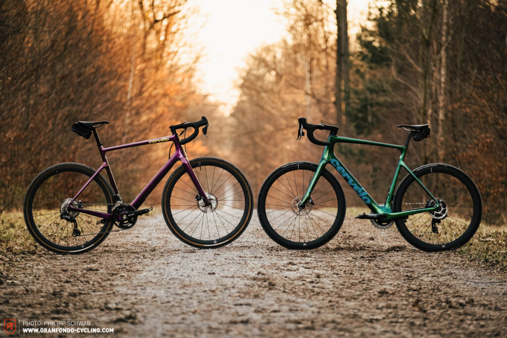Cervelo road bike vs gravel bike side by side comparison on a gravel path 2026