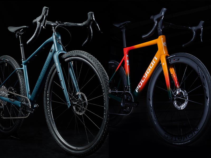 Polygon gravel bike versus road bike side by side comparison